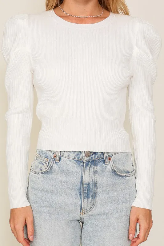 Rosi Ribbed Puff Sleeve Knit Top