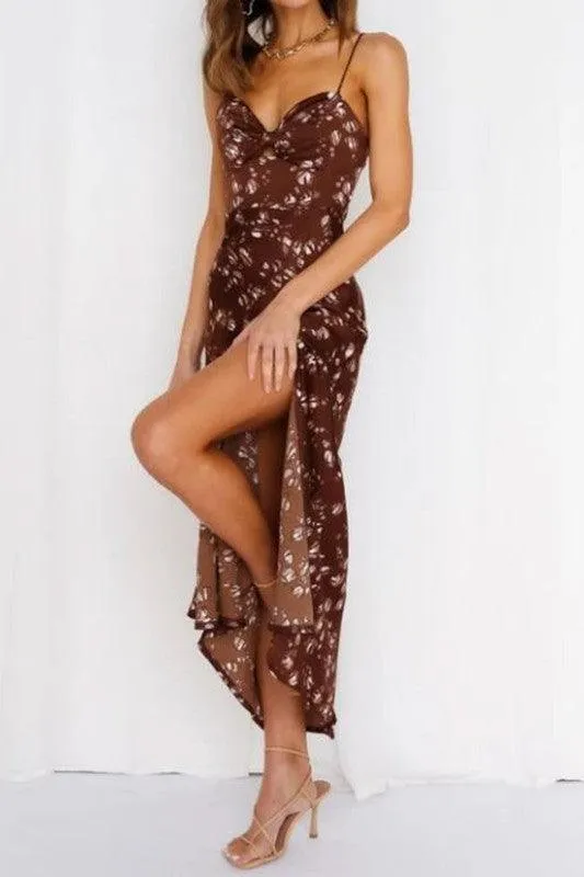 Satin Floral Maxi Dress