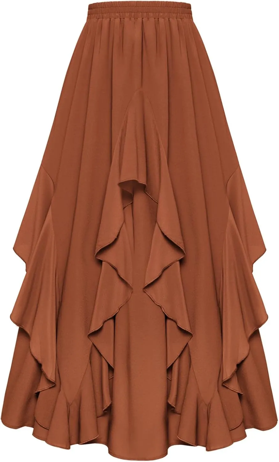 Scarlet Darkness Women Renaissance Long Maxi Skirt Double Layered Ruffled Irregular Chiffon Skirts