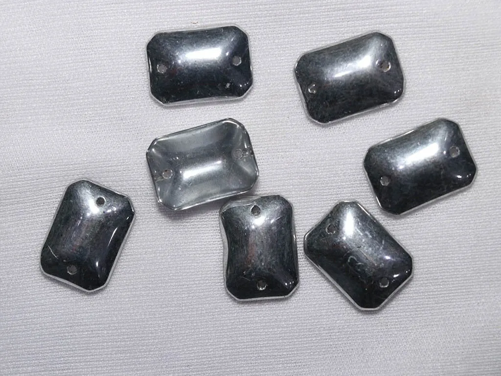 Silver Matte Octagonal Glass Stones- 25x18 mm