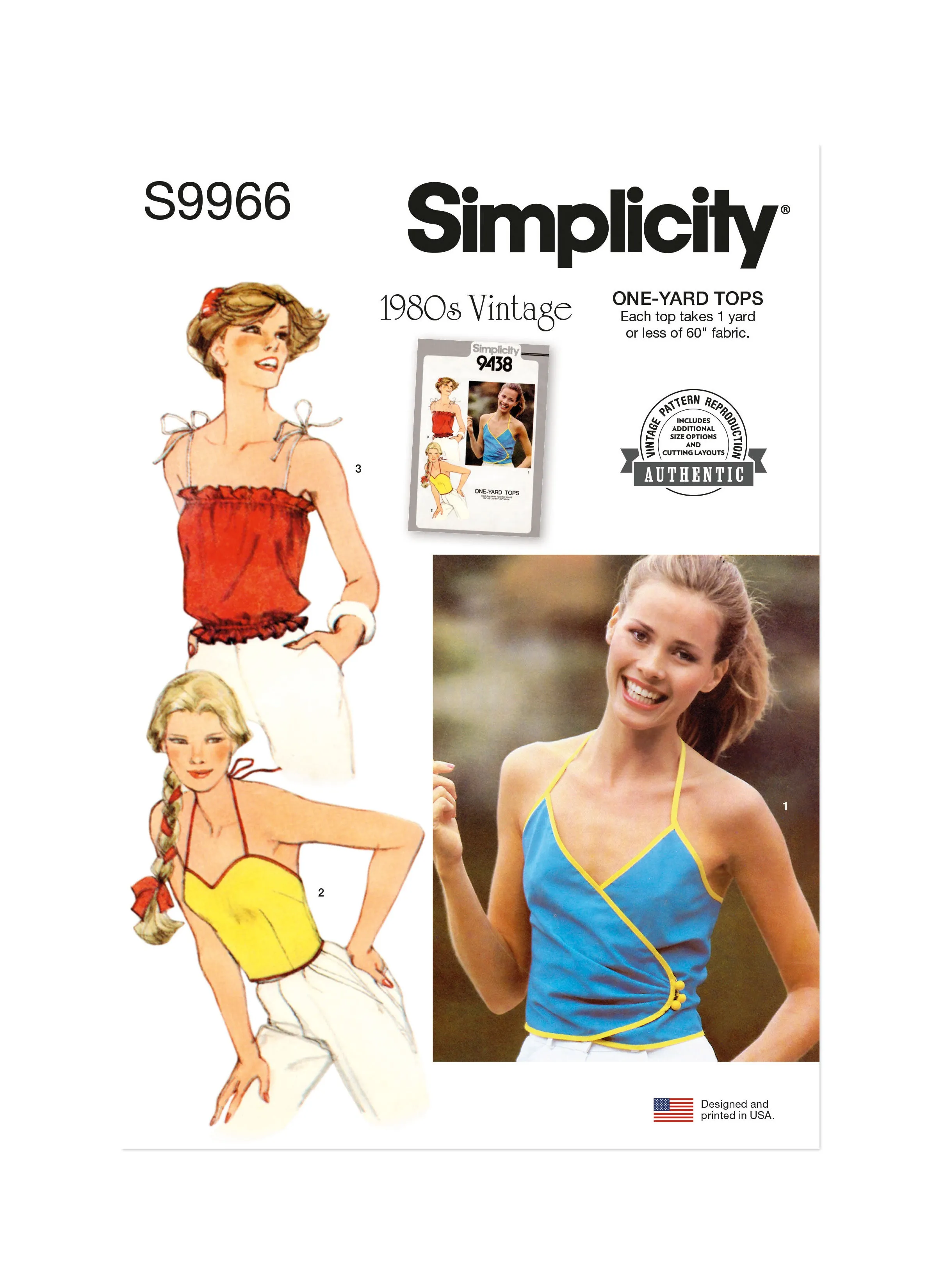 Simplicity Sewing Pattern 9966 Vintage 1980's Tops