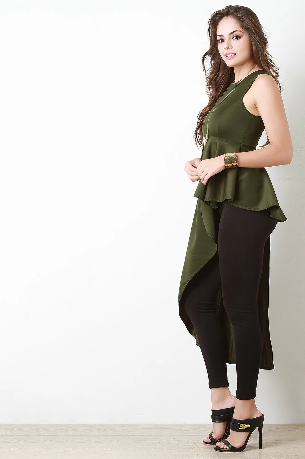 Sleeveless Asymmetrical Peplum Top