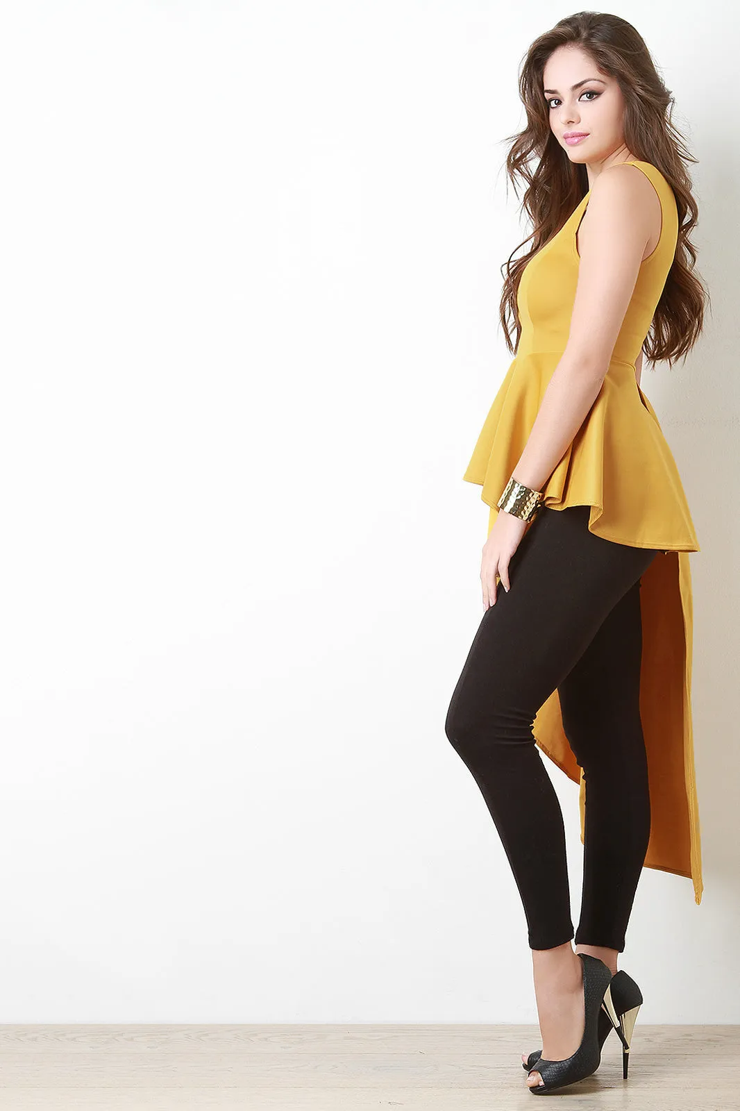 Sleeveless Asymmetrical Peplum Top