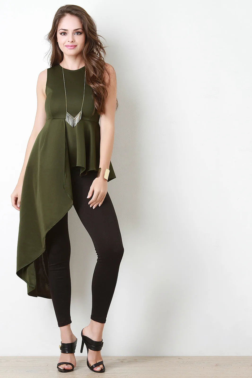 Sleeveless Asymmetrical Peplum Top
