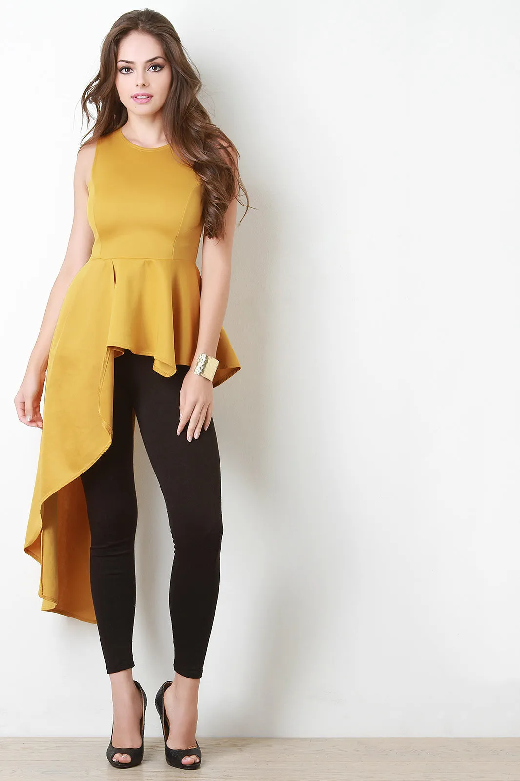 Sleeveless Asymmetrical Peplum Top