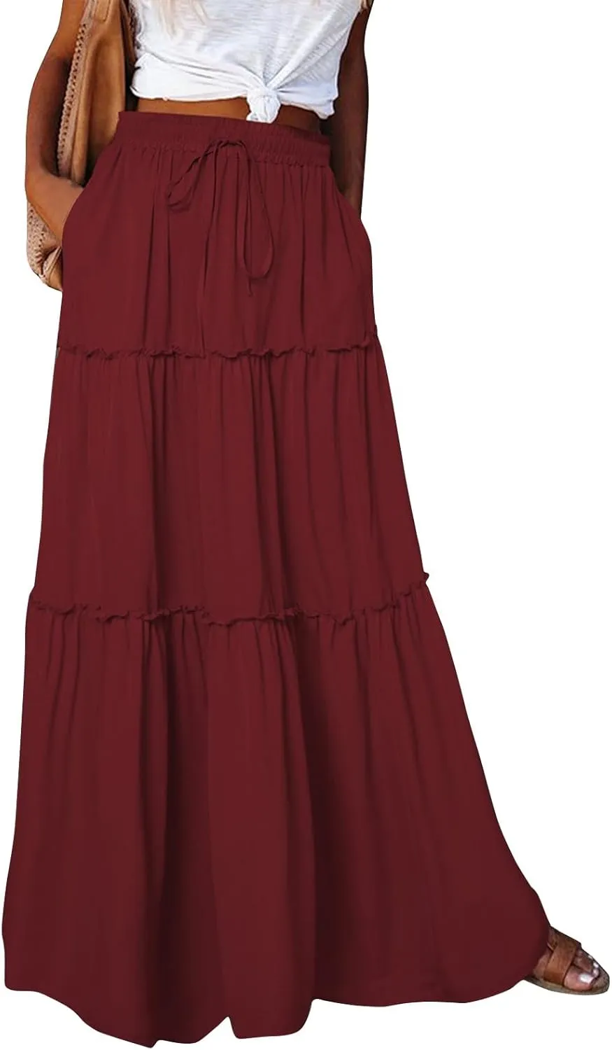 Solid Color Skirts for Women, Maxi Beach Casual Vacation Elegantes Womens Skirts