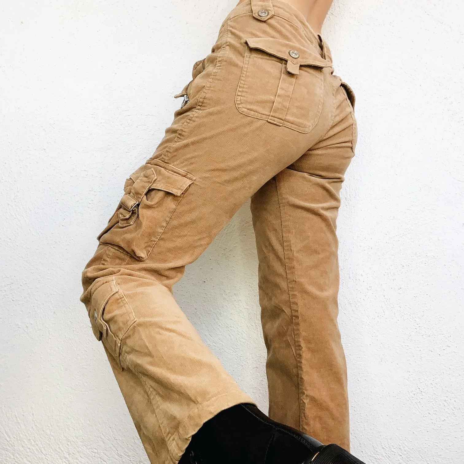 Tan Corduroy Cargo Pants