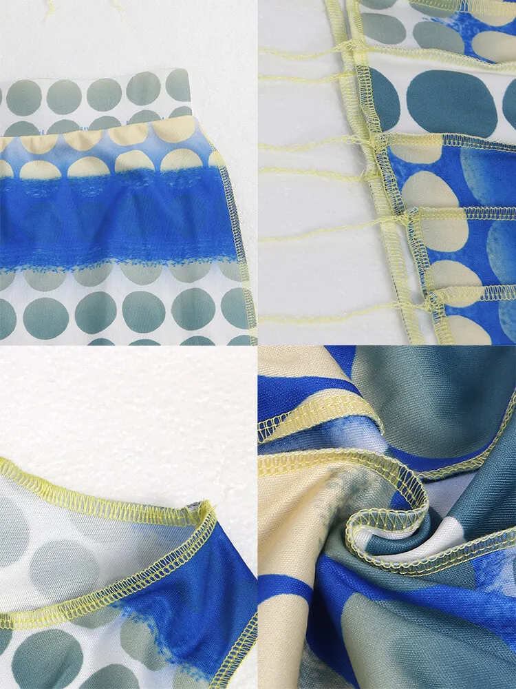 Two Piece Sleeveless Print Crop Top & Bodycon Shorts