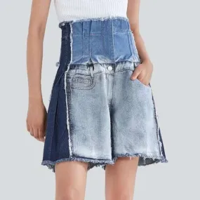 Vintage women's patchwork denim shorts