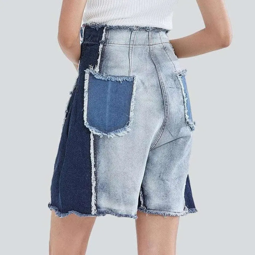 Vintage women's patchwork denim shorts