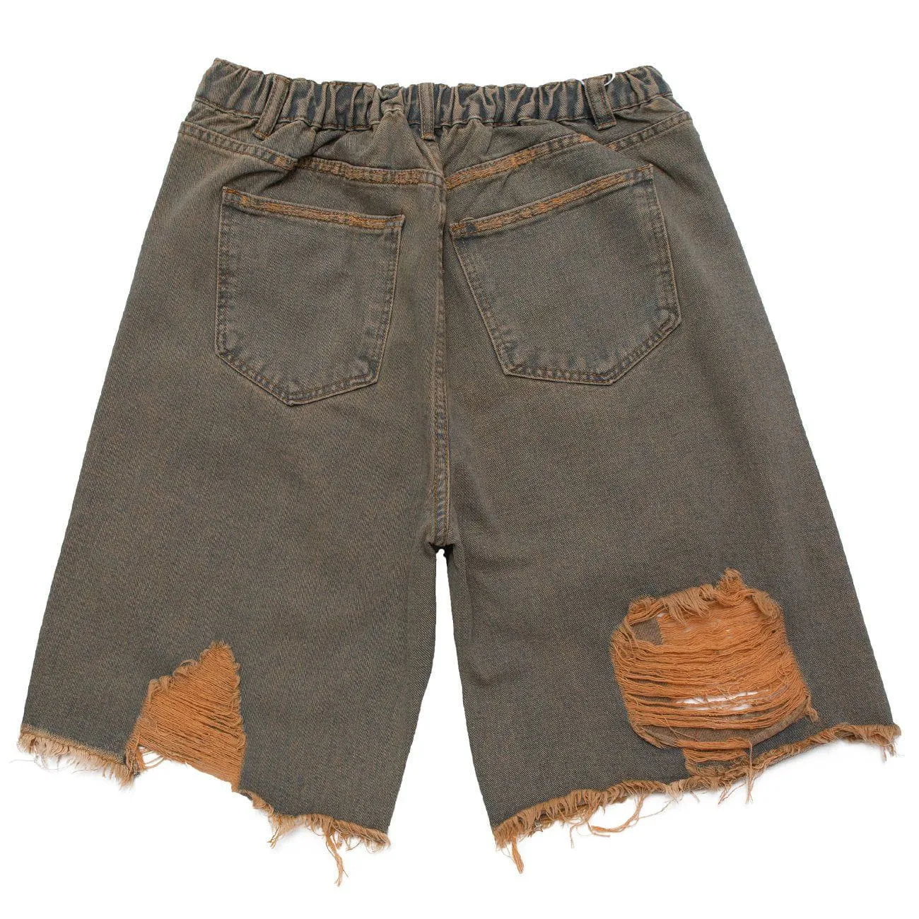 WLS Vintage Patchwork Ripped Hole Denim Shorts