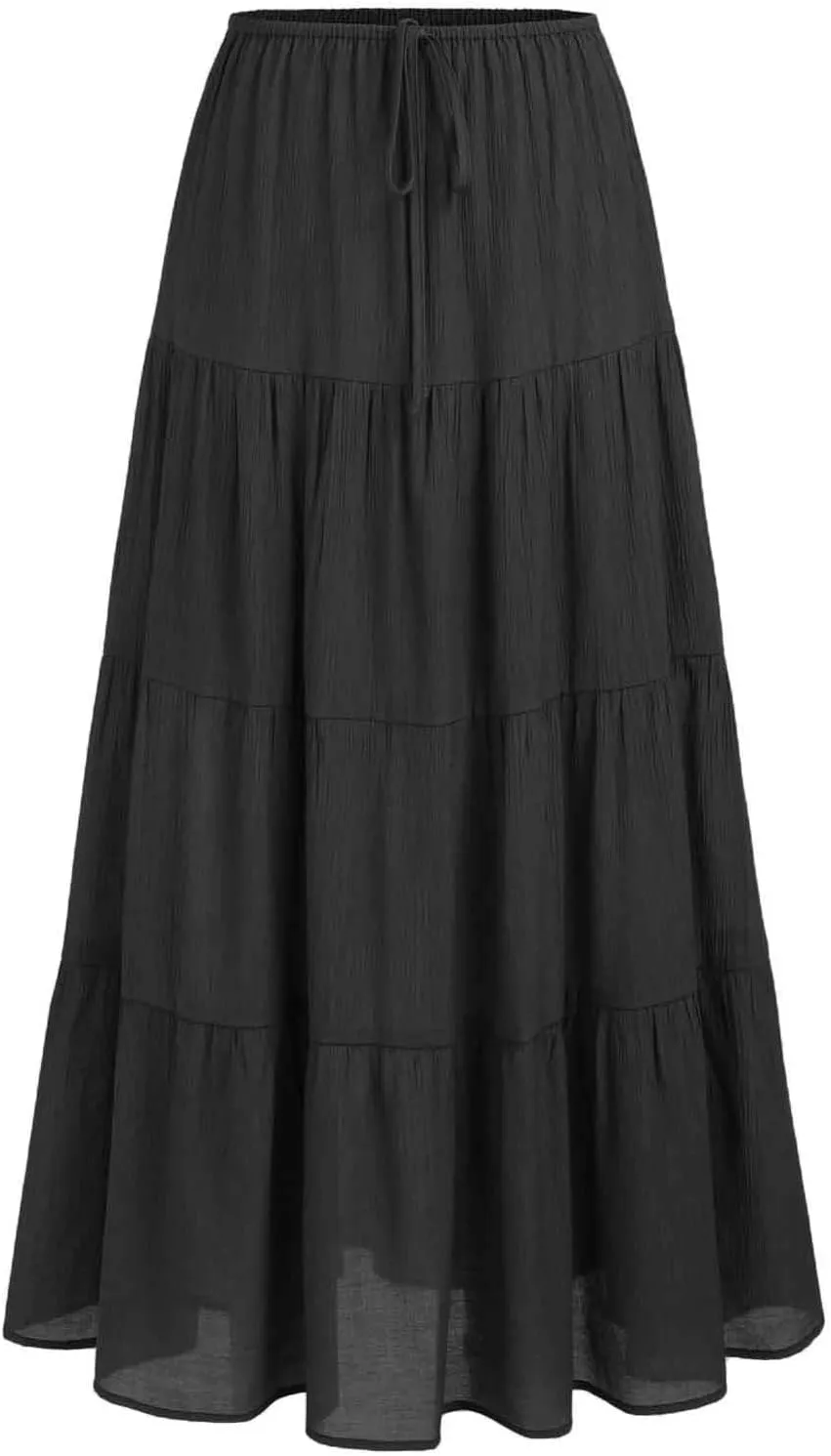 Women Boho Skirts Flowy Ruffle Skirts Long A Line Beach Skirt Vacation Maxi Skirts Casual Summer Outfit Pleated Skirt