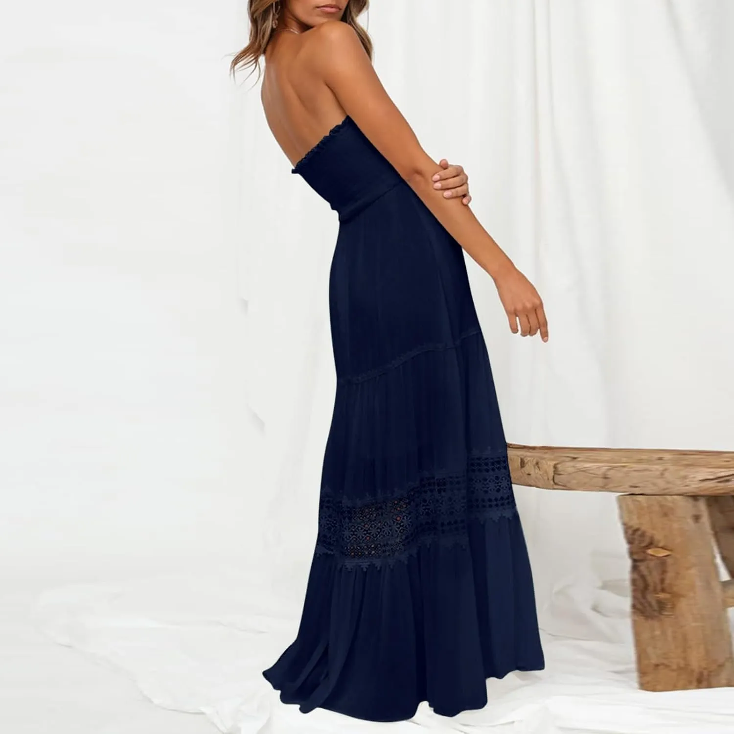 Women's 2025 Summer Dress Off Shoulder Sleeveless Wedding Guest Dresses Casual A Line Flowy Long Maxi Sundress