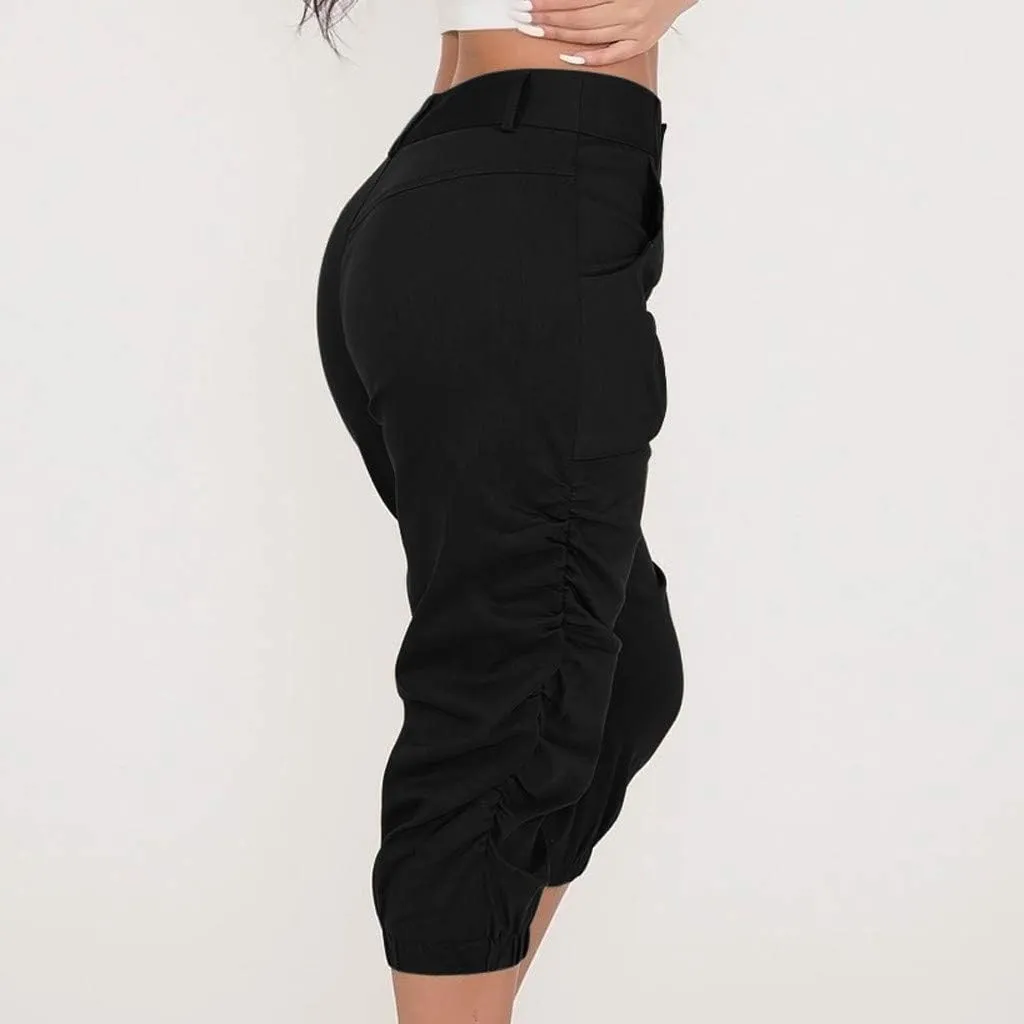 Womens Cargo Capris Pants Women Baggy Wide Leg High Waist Casual Pants Jean Stretch Outfits Plus Size