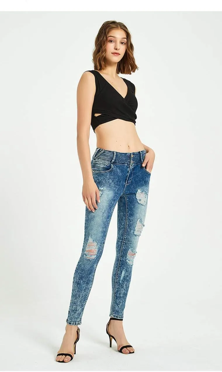 ZENTHACE Ripped Jeans for Women Skinny Jeans Stretch Comfy Distressed Denim Pants