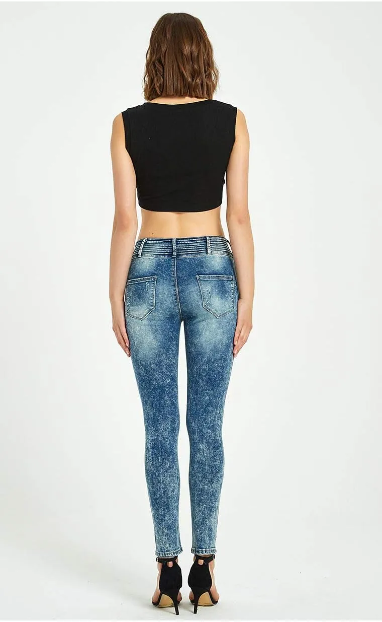 ZENTHACE Ripped Jeans for Women Skinny Jeans Stretch Comfy Distressed Denim Pants