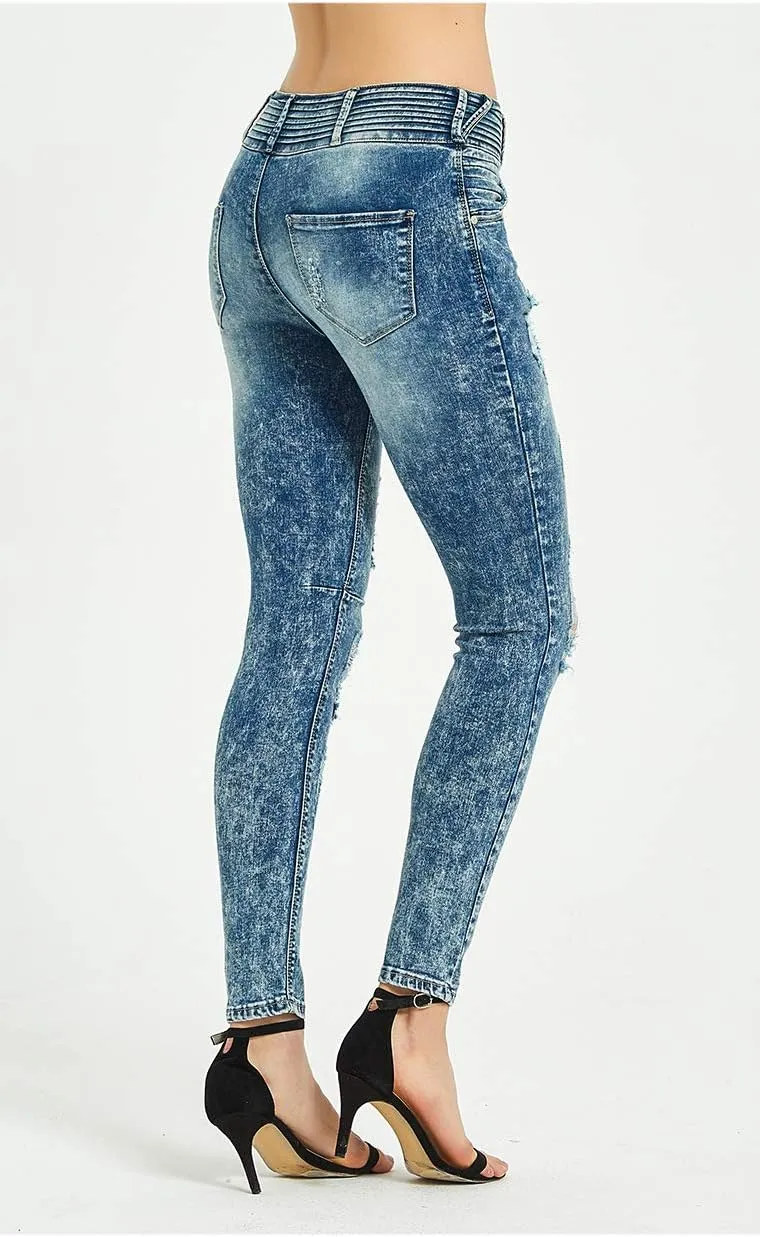ZENTHACE Ripped Jeans for Women Skinny Jeans Stretch Comfy Distressed Denim Pants